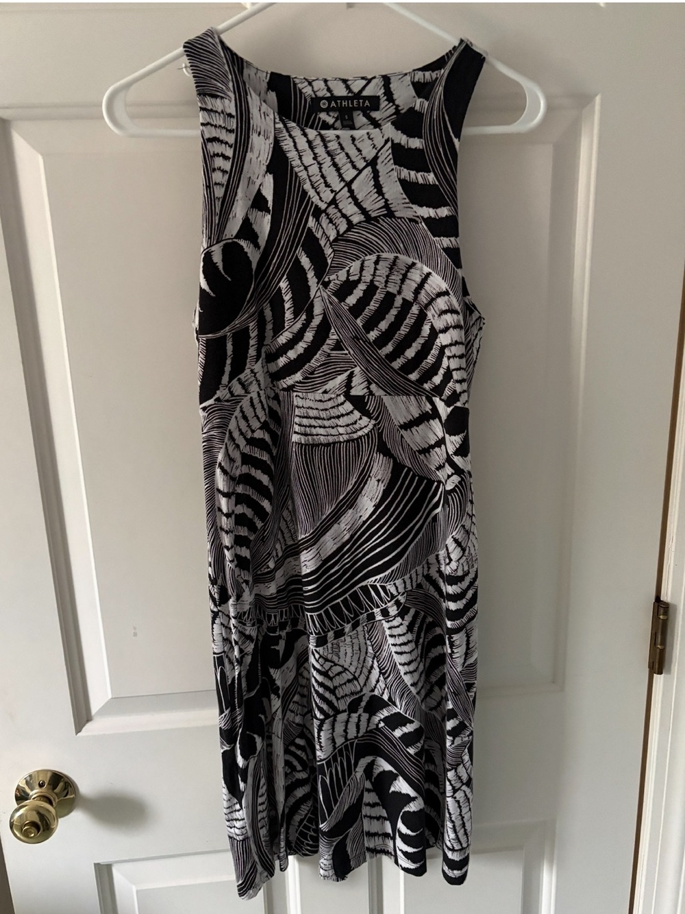 Athleta Black and White Patterned Santorini High Neck Dress